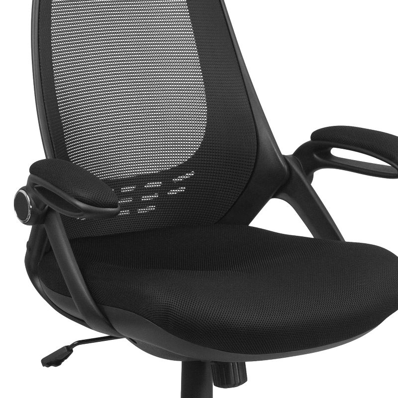 Flash Furniture Ivan High Back Black Mesh Executive Swivel Office Chair with Flip-Up Arms, 6 of 13