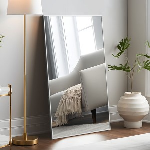 Dovelina Modern Rectangular Aluminium Fine Edge Black Hanging Mirror Decorative Wall Mirror - 1 of 4