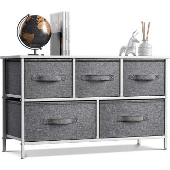 Sorbus 5 Drawers Dresser- Storage Unit with Steel Frame, Wood Top, Fabric Bins - for Bedroom, Closet, Office and more