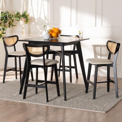 Baxton Studio Dannell Mid-Century Modern Wood 5-Piece Pub Set