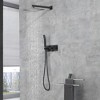 ChicFurnit Showerheads Rainfall Shower Head with Handheld Spray Combo Extention Arm High Pressure Showerheads for Bathroom, Black, 17"*13"*5" - 2 of 4