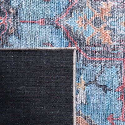 Serapi Elegance Blue/Ivory Hand-Knotted Viscose 6'7" Square Area Rug