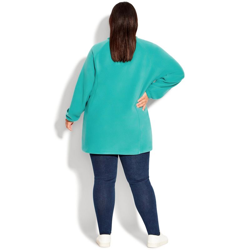Women's Plus Size Polar Fleece Zip Jacket - jade | AVENUE, 4 of 9