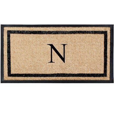A1HC Natural Coir & Rubber Doormat for Outdoor Indoor Entrance, Long Lasting Easy to Clean Front Door Mat 24x48, Monogrammed