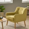 Fabric Mid-Century Modern Armchair with Tufted Back, Extra Padded Cushion, and Splayed Rubberwood Legs - 3 of 4
