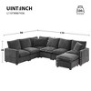 MYINDA Modern U Shape Modular Sofa, 7 Seat Chenille Sectional Couch Set with 2 Pillows for Living Room, BLACK - 2 of 4