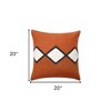 HomeRoots 20" Orange Black And White Cotton Diamond Throw Pillow - 3 of 4
