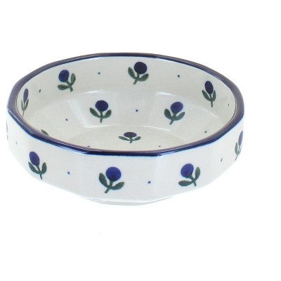 Blue Rose Polish Pottery Blueberry Small Angular Bowl