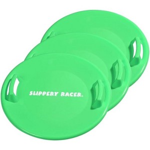 Slippery Racer Heavy-Duty Cold Weather Downhill Pro Adults and Kids Plastic Outdoor Winter Saucer Disc Snow Sleds with Handles. (3 Pack) - 1 of 4