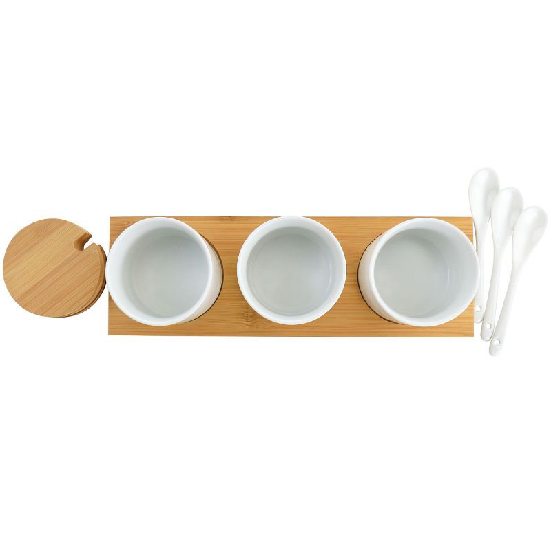 Gibson Elite Gracious Dining 10 Piece Fine Ceramic Condiment Jars Serving Set in White, 2 of 8