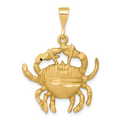 Black Bow Jewelry 14k Yellow Gold Large Cancer the Crab Zodiac Pendant