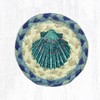 Earth Rugs Blue Scallop Coaster – 5"x5" Braided Jute with Coastal Seashell Print for Nautical Beach House or Ocean-Inspired Decor - 2 of 3