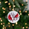 Northlight 4" Red Cardinals on Berry Branches Christmas Ornament Wooden Disc - 2 of 4