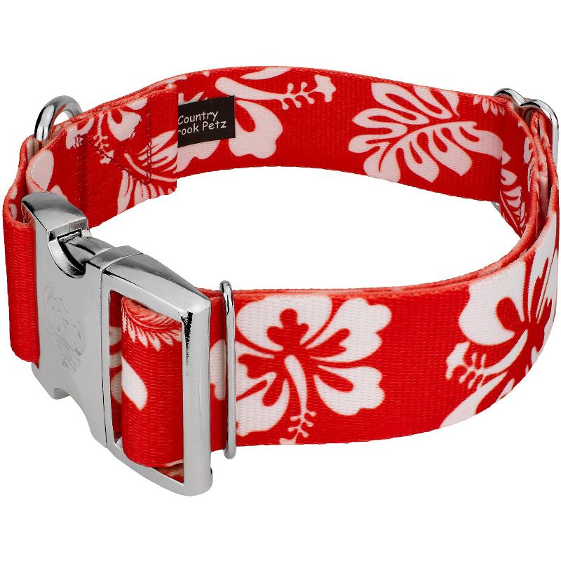 Country Brook Petz 1 1/2 Inch Premium Red Hawaiian Dog Collar, 3 of 7
