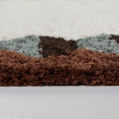 Rectangular Red and Brown Synthetic Kids' Rug, Stain-resistant