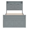Wooden Trundle Bed with Storage Drawers,USB Charging,Space Saving Kids Furniture-Maison Boucle - 2 of 4