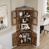 67" Farmhouse Corner Cabinet with Lights Tall Corner Storage Cabinet with Glass Door Wooden Storage Organizer - 4 of 4