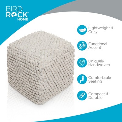 Natural Cotton Braided Square Pouf Ottoman