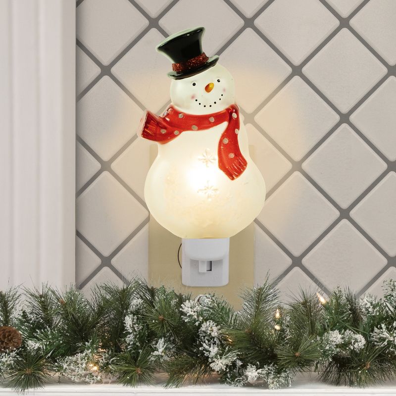 Northlight 6.75" Snowman Wearing Red Scarf Christmas Night Light, 2 of 7