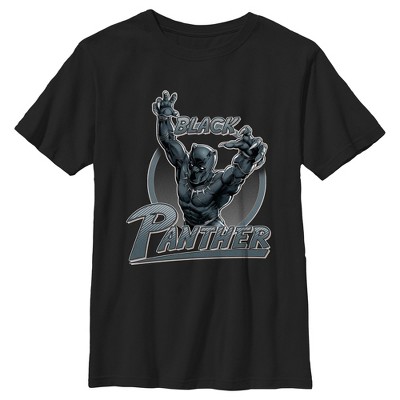 Boy's Marvel: Black Panther Action Pose Logo  T-Shirt - Black - Small