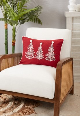 Red Rectangular Christmas Trees Down Filled Throw Pillow