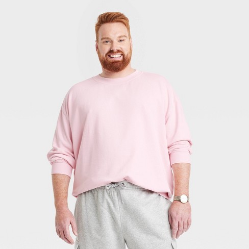 Men's Big & Tall French Terry Crewneck Pullover Sweatshirt - Goodfellow &  Co™ Light Pink Xxlt : Target