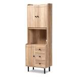 Patterson 3 Drawer Kitchen Storage Cabinet Oak/Brown - Baxton Studio