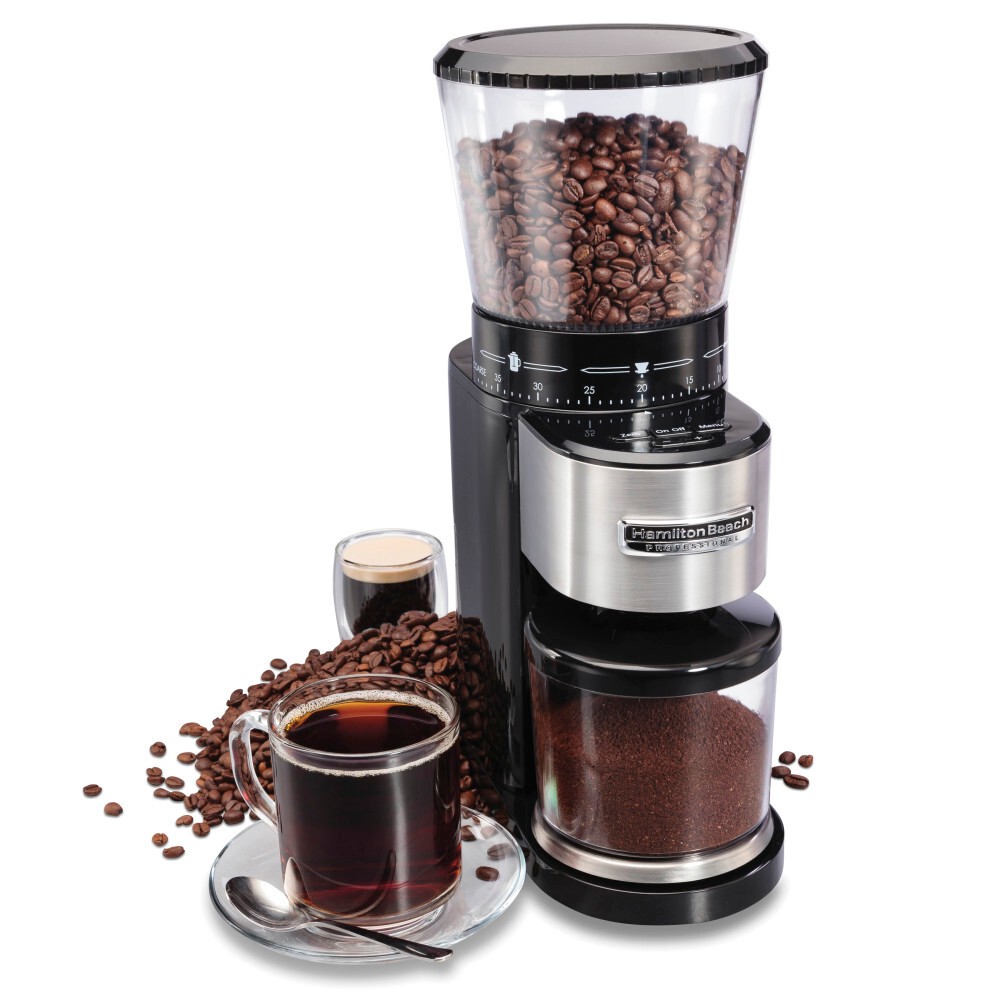 Hamilton Beach Pro Burr Grinder 80405: Electric Coffee Bean Grinder, Variable Settings, 12 Cup Capacity, Black