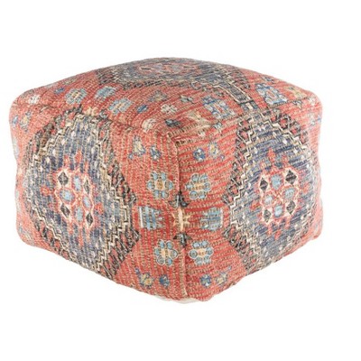 Mark & Day Miesenbach 14"H x 20"W x 20"D Bohemian/Global Red Pouf