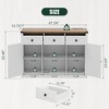 Fredees Farmhouse Sideboard Buffet Cabinet with Storage, 3 Drawers & 2 Doors, Coffee Bottle Bar with Light & Charging Station, Rustic Brown - 2 of 4