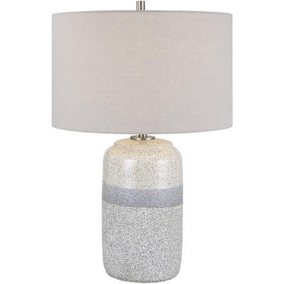 Uttermost Pinpoint Ivory and Blue Gray Ceramic Table Lamp
