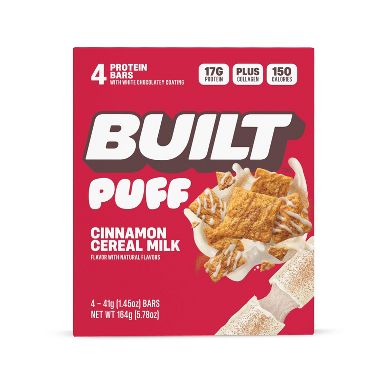 Built Bar Cinnamon Cereal Puff Protein Bars - 17g protein - 5.78oz/4ct