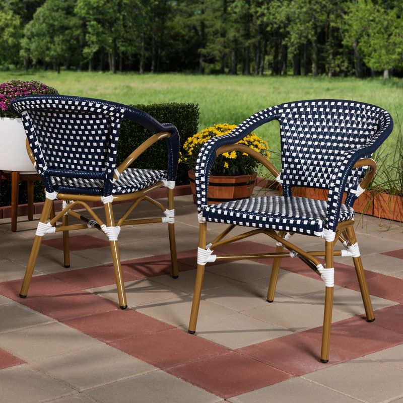 Set of 2 Eliane Indoor and Outdoor Stackable Bistro Dining Chairs - BaxtonStudio, 5 of 9