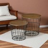 FONTOI End Tables Round Nesting Coffee Table 2pcs Sofa Table Living Room Side Table with Removable Top, Blanket Storage, Brown, 17.25"*17.25"*16.5" - 4 of 4