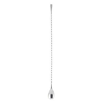 Viski Stainless Steel Weighted Barspoon, Japanese Style Twisted Stem Handle, Teardrop Weight