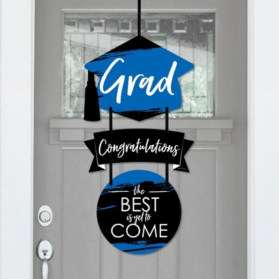 Big Dot of Happiness Blue Grad - Best is Yet to Come - Hanging Porch  Royal Blue Graduation Party Outdoor Decor - Front Door Decor - 3 Piece Sign