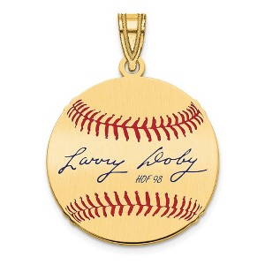 Black Bow Jewelry 14K Gold Plated Larry Doby Signature SM Enamel Baseball Pendant - 1 of 4