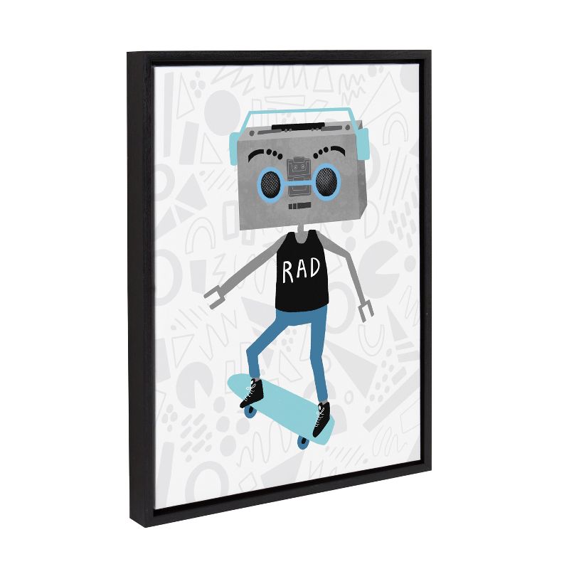Kate and Laurel Sylvie Boom Box Boy 1 Framed Canvas by Molly Fabiano, 18x24, Black, 3 of 9