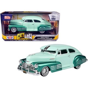 1948 Chevrolet Aerosedan Fleetside Lowrider Pastel Green & Green Met. Two-Tone "Get Low" 1/24 Diecast Model Car by Motormax - 1 of 3