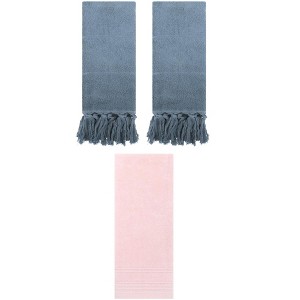 REGALWOVEN 3 Packs Striped and Tassels Hand Towels for Bathroom 14" x 30" - 1 of 4