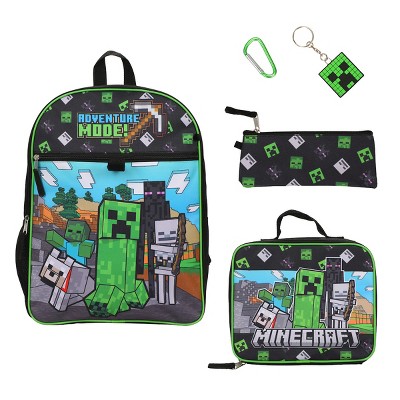 Minecraft Backpack Set with Detachable Lunch Box 16 4 Piece Set  Multicoloured