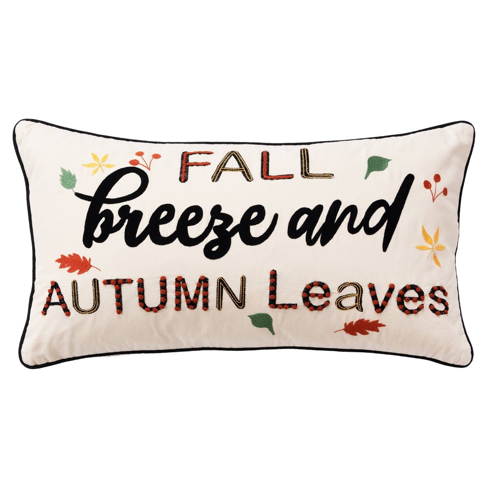 Photos - Pillowcase 14"x26" Oversize 'Fall Breeze and Autumn Leaves' Lumbar Throw Pillow Cover