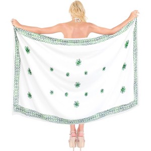 LA LEELA Women's Bikini Sarong Swimwear Cover up Summer Wraps Swimsuit Beach Wrap Valentines Gifts for Women One Size White, Solid - 1 of 4