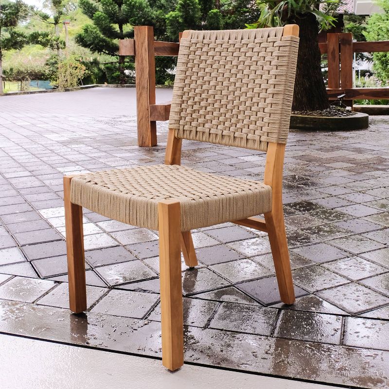  Cambridge Casual Zephyr 2pc Teak Wood Outdoor Dining Chair, 4 of 14