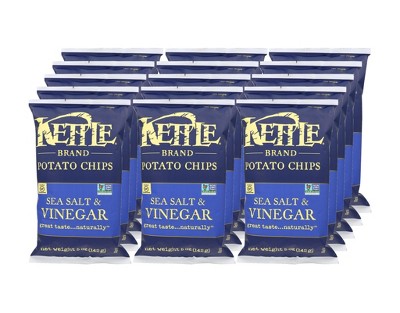 Kettle Brand Sea Salt and Vinegar Potato Chips - Case of 15/5 oz