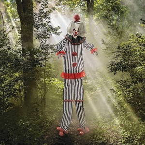 8 Ft. 2" Light-Up Lifting Clown with Hat Halloween Decoration - Black One Size - 1 of 2