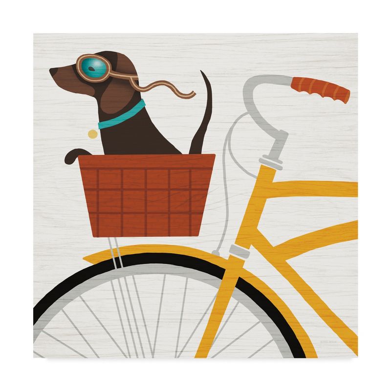 Trademark Fine Art -Michael Mullan 'Beach Bums Dachshund Bicycle I' Canvas Art, 2 of 4