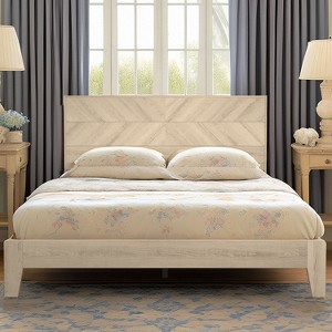 Galano Queen Weiss Clara Bed with Headboard – Oslo Oak - 1 of 4