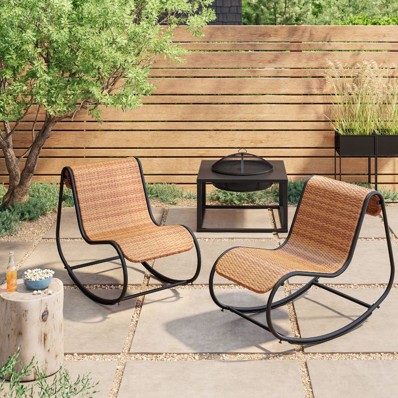 Wexler Wicker Outdoor Patio Chair, Rocking Chair, Accent Chair Black - Threshold&#8482;, 3 of 10