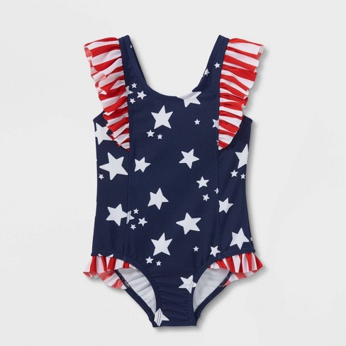 Osh Kosh Bgosh Baby Girls Navy Stars One Piece Swim Suit